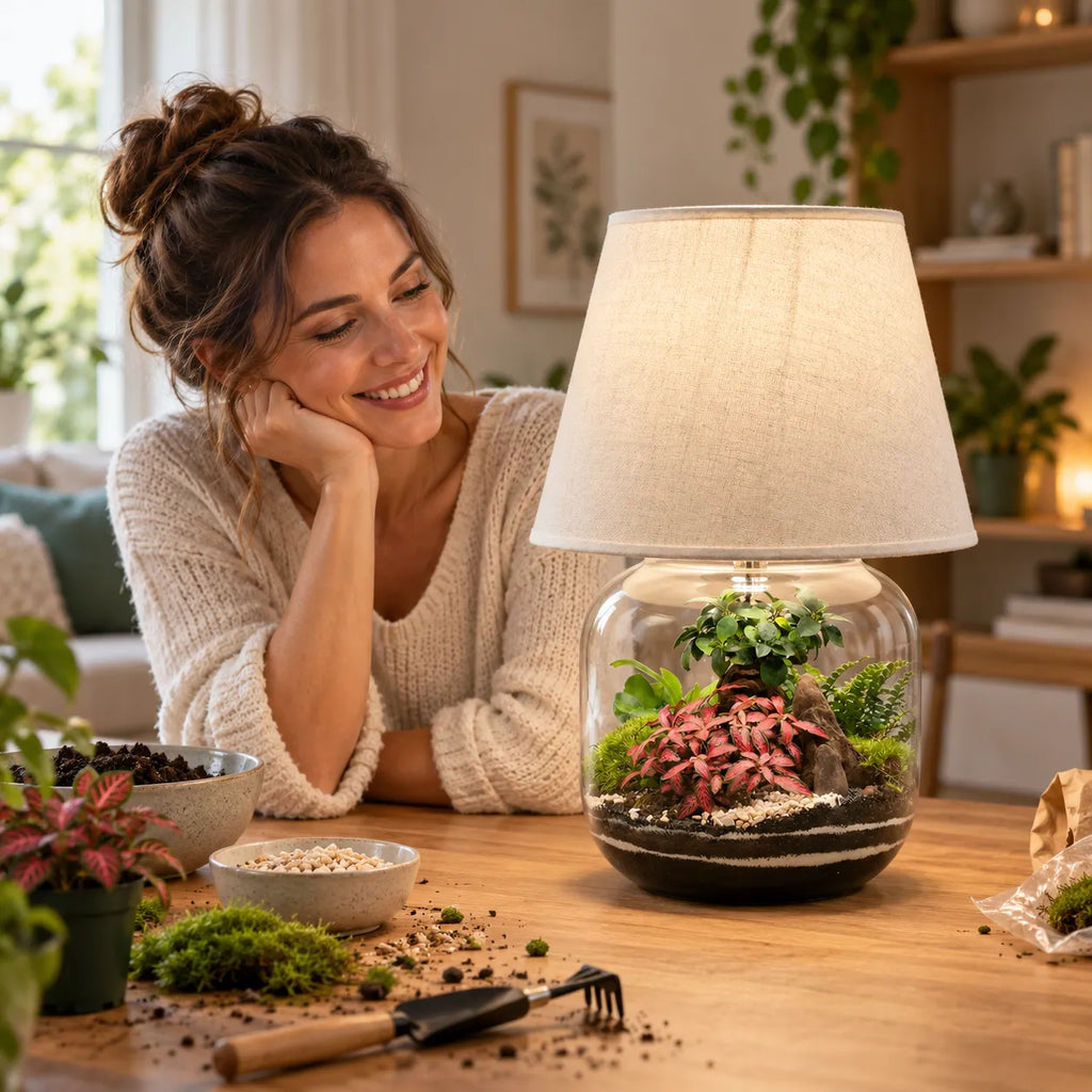 Kit Terrarium Lamparium Grande con piante verdi