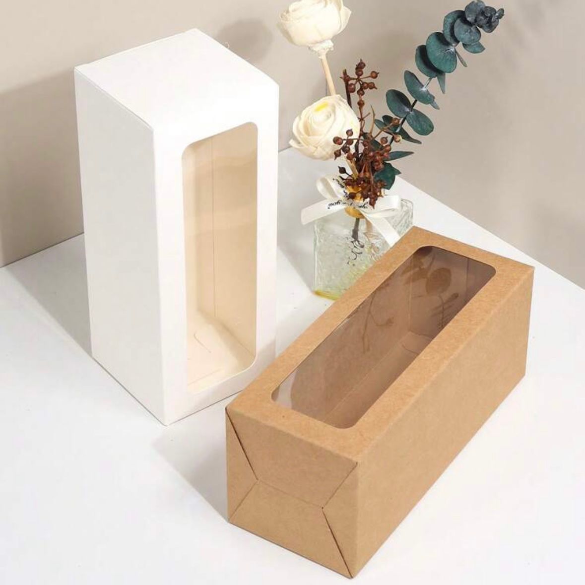Set 5 Scatoline per Bomboniere 8cm x 8cm x 20cm con finestra trasparente