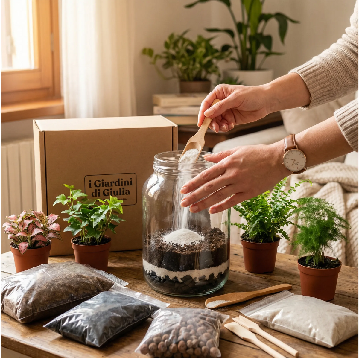 Kit per terrarium fai da te con piantine senza contenitore